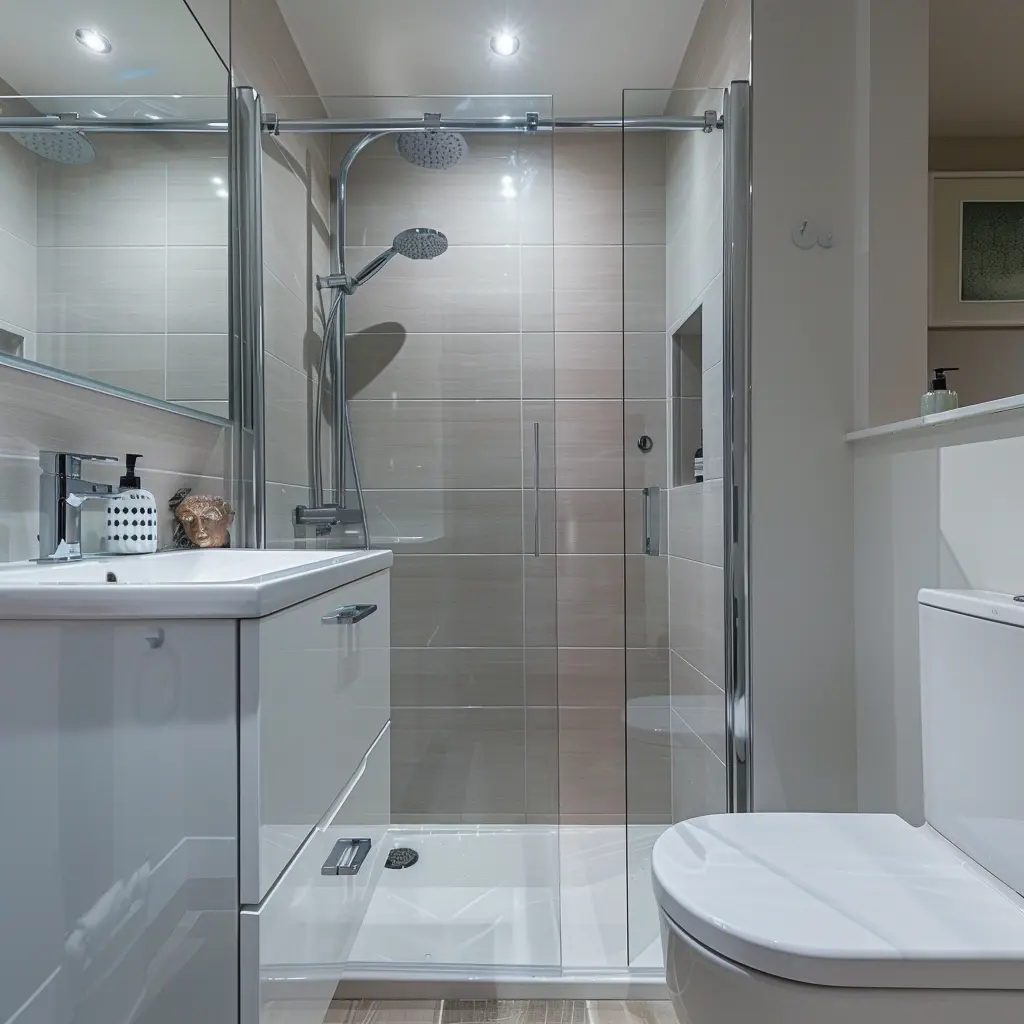 Completed compact shower room after installation